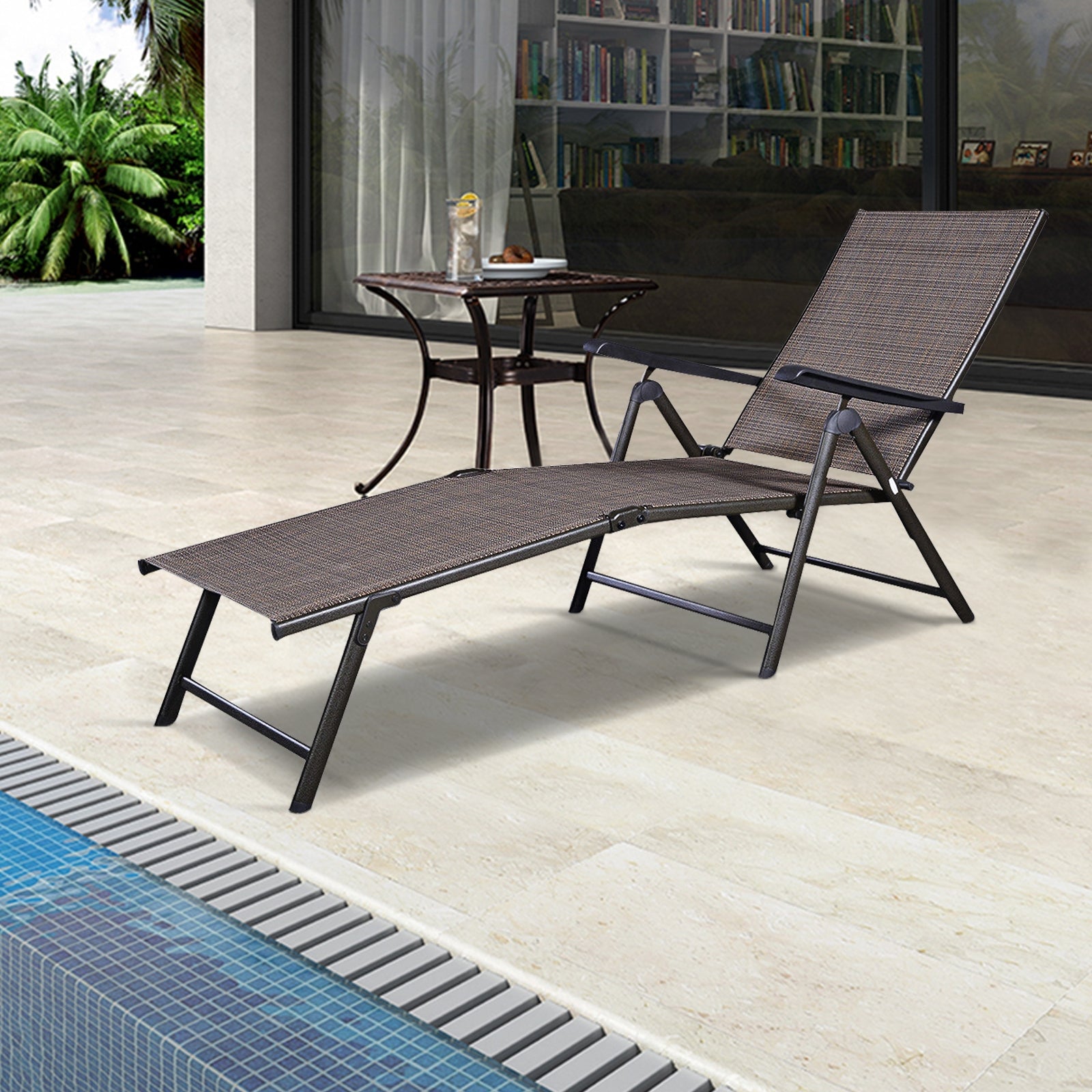 Adjustable outdoor patio pool chaise lounge, Brown Outdoor Chaise Lounges at Gallery Canada