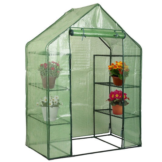 Mini Portable 4 Tier 8 Shelves Walk-in Plant Greenhouse, Green