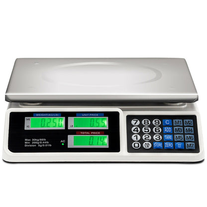 Electronic Price Computing Scale, 66 lbs, LCD Screen Display, Silver