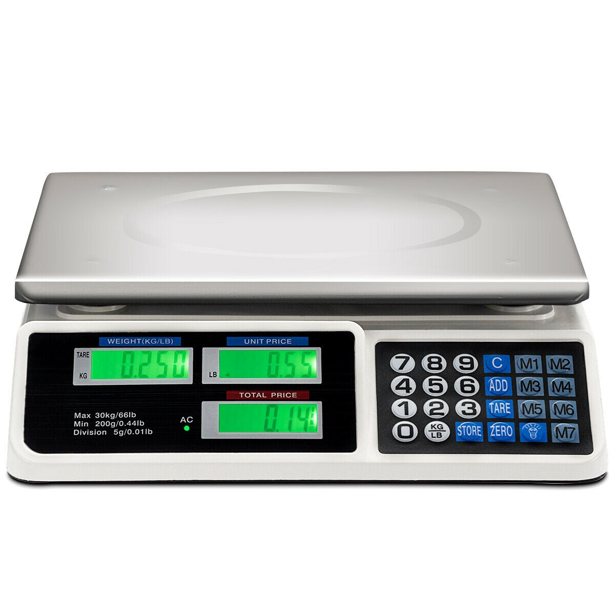 66 lbs Electronic Price Computing Scale with LCD Screen Display, Silver Kitchen Tools Silver at Gallery Canada