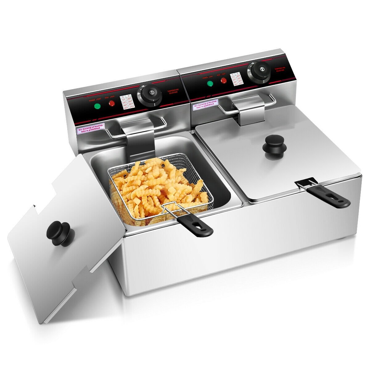3400W Dual Tank Electric Countertop Deep Fryer, Silver at Gallery Canada