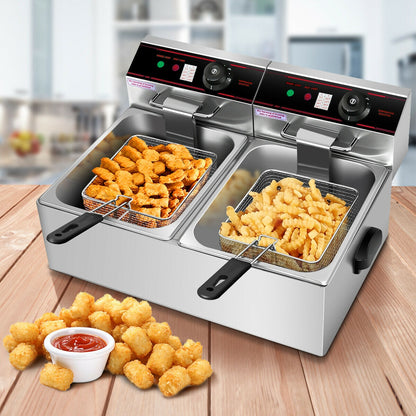 3400W Dual Tank Electric Countertop Deep Fryer, Silver Air Fryers at Gallery Canada