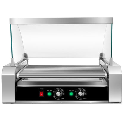 Stainless Steel Commercial 11 Roller Grill and 30 Hot Dog Cooker Machine, Silver - Gallery Canada