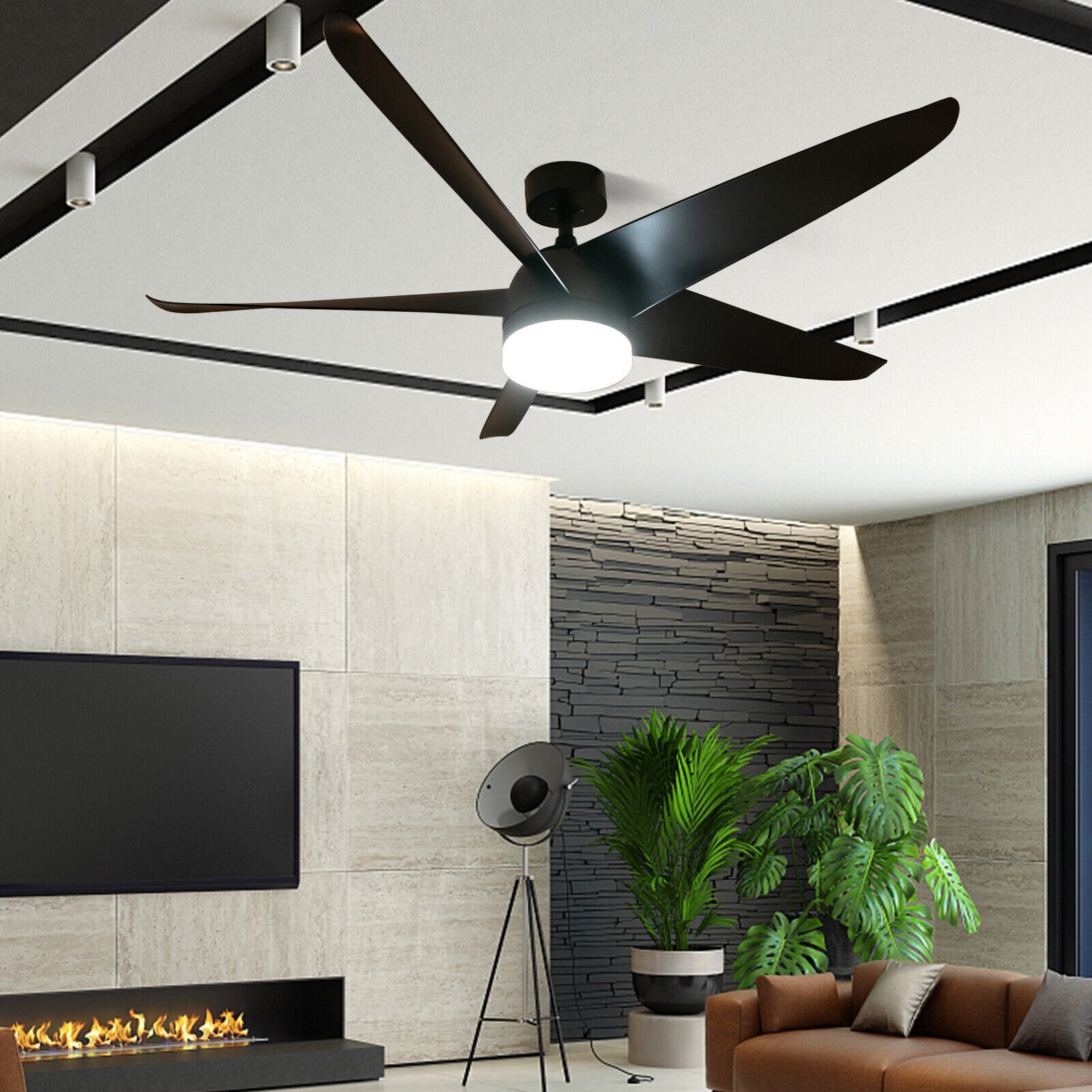 60 Inch Reversible Ceiling Fan with Light, Black at Gallery Canada