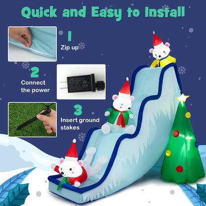 9 Feet Inflatable Polar Bear Slide, LED Lights, Multicolor Christmas Inflatables at Gallery Canada