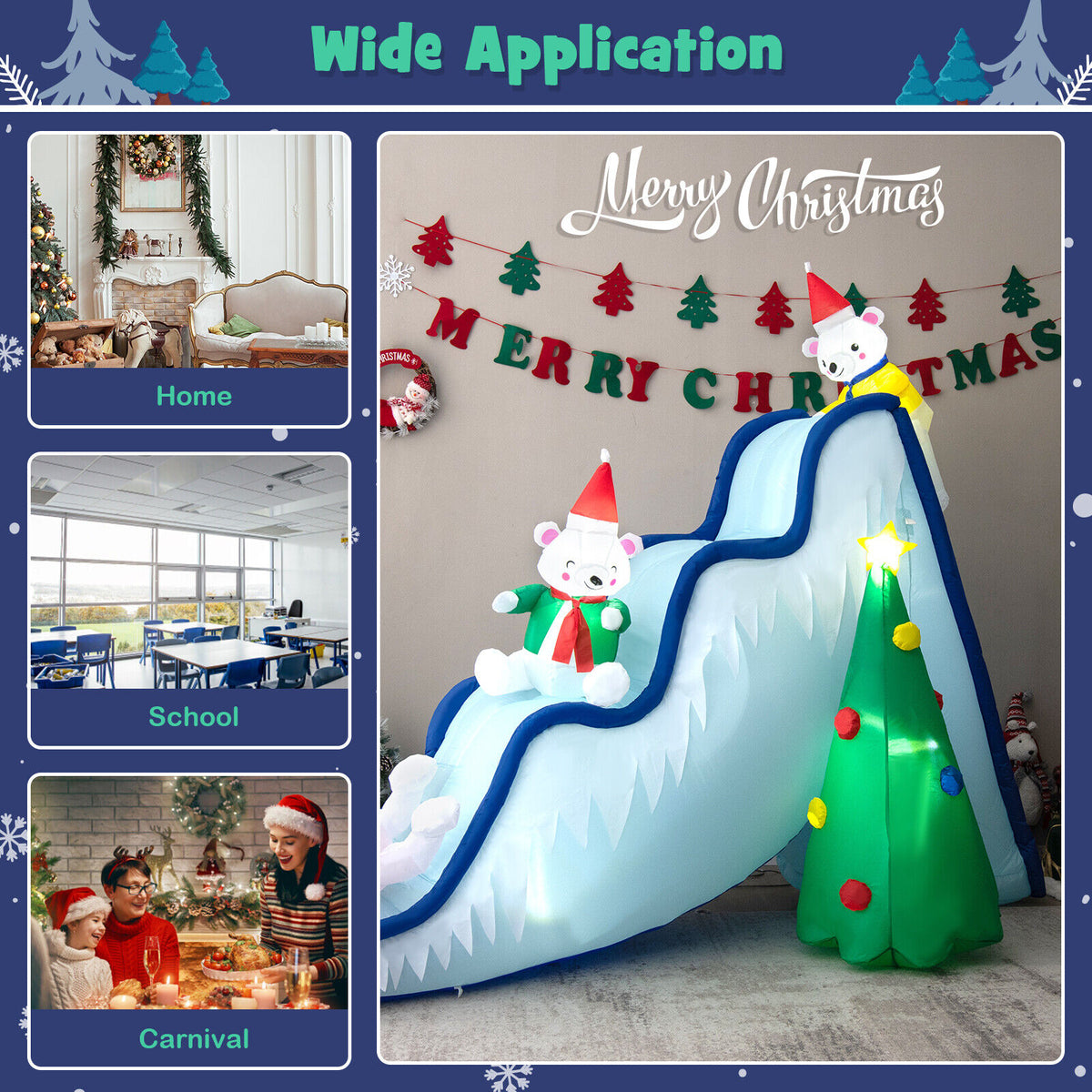 9 Feet Inflatable Polar Bear Slide, LED Lights, Multicolor Christmas Inflatables at Gallery Canada