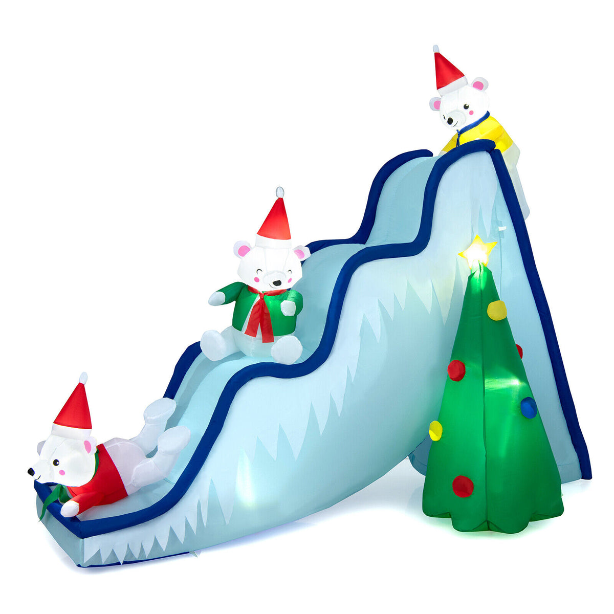9 Feet Inflatable Polar Bear Slide, LED Lights, Multicolor Christmas Inflatables at Gallery Canada