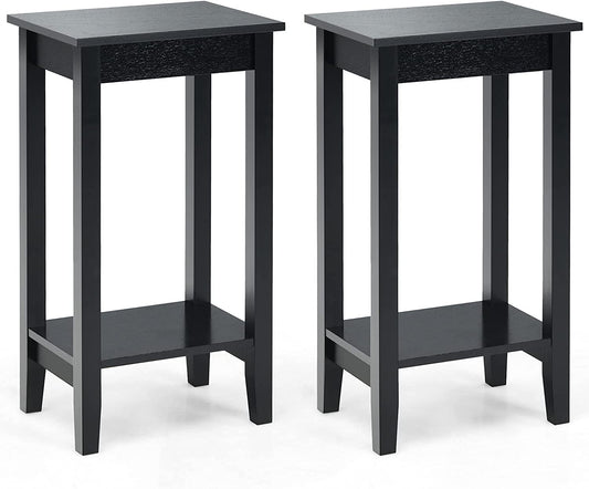 2-Tier End Table Set With Storage Shelf, Black End & Side Tables Black at Gallery Canada