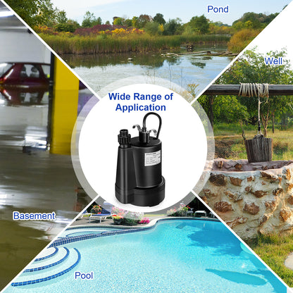 1/3HP 2400GPH Submersible Utility Pump Portable Electric Water Pump with 10 FT Cord, Black Watering & Irrigation at Gallery Canada