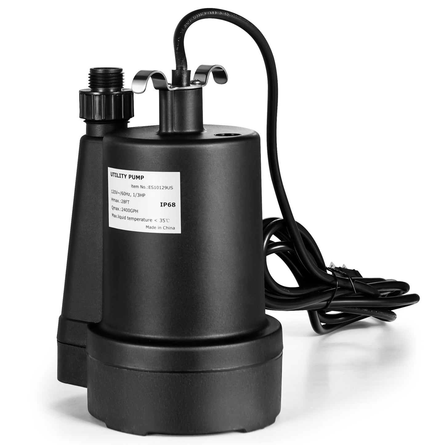 1/3HP 2400GPH Submersible Utility Pump Portable Electric Water Pump with 10 FT Cord, Black Watering & Irrigation at Gallery Canada