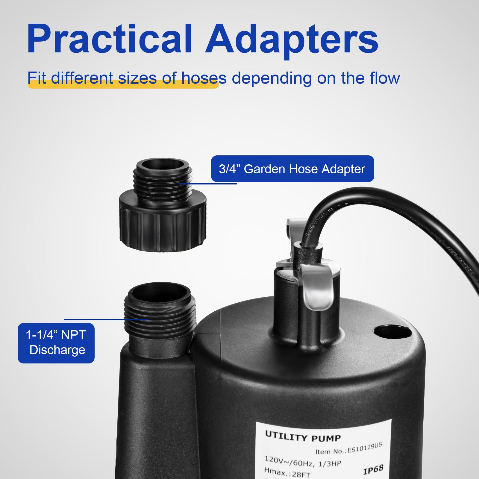 1/3HP 2400GPH Submersible Utility Pump Portable Electric Water Pump with 10 FT Cord, Black Watering & Irrigation at Gallery Canada