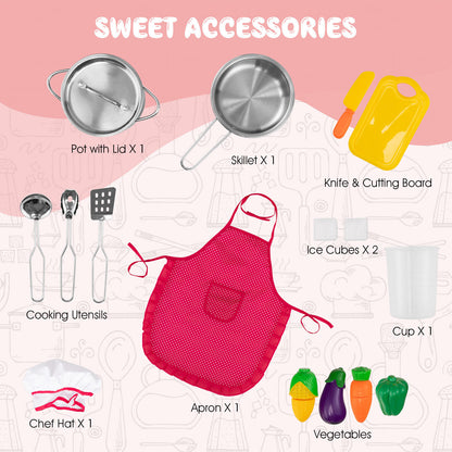 Corner Play Kitchen Wooden Toy Set with Sound and Light, Pink Play Kitchen Sets at Gallery Canada