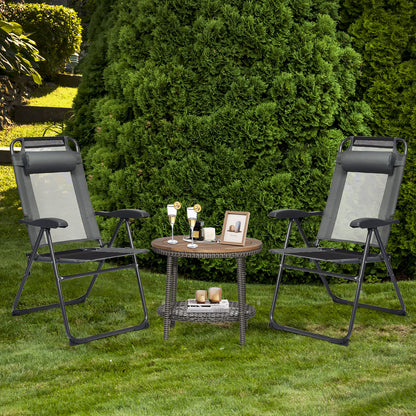 2 Pieces Patio Adjustable Folding Recliner Chairs with 7 Level Adjustable Backrest, Gray Beach & Lawn Chairs at Gallery Canada