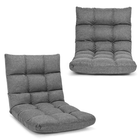 14-Position Adjustable Folding Gaming Sofa, Gray Floor Chairs Gray at Gallery Canada