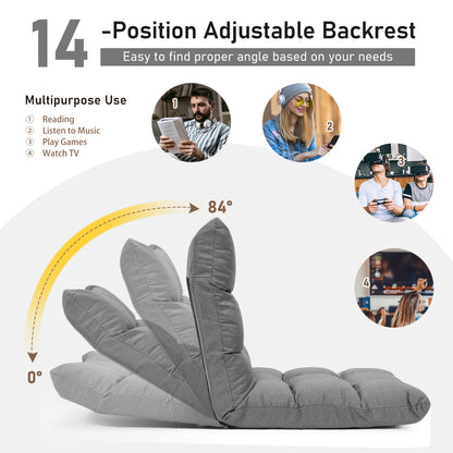 14-Position Adjustable Folding Gaming Sofa, Gray Floor Chairs at Gallery Canada