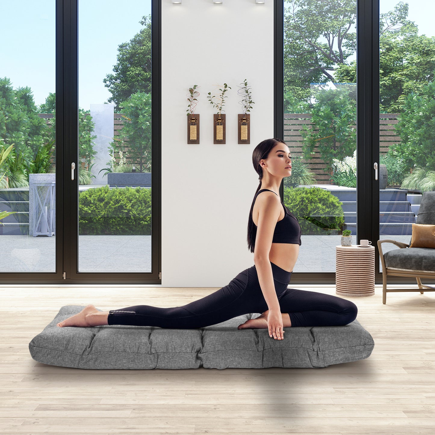 14-Position Adjustable Folding Gaming Sofa, Gray Floor Chairs at Gallery Canada