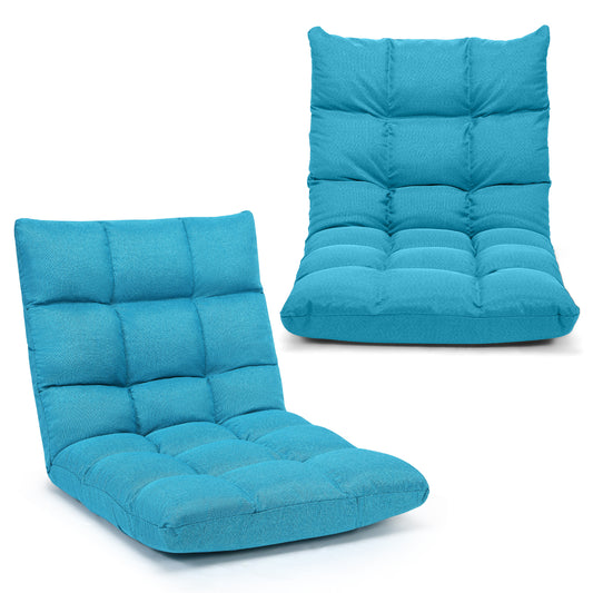 Adjustable Folding Gaming Sofa, Light Blue Floor Chairs Light Blue at Gallery Canada