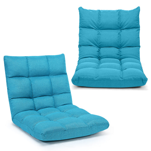 Adjustable Folding Gaming Sofa, Light Blue