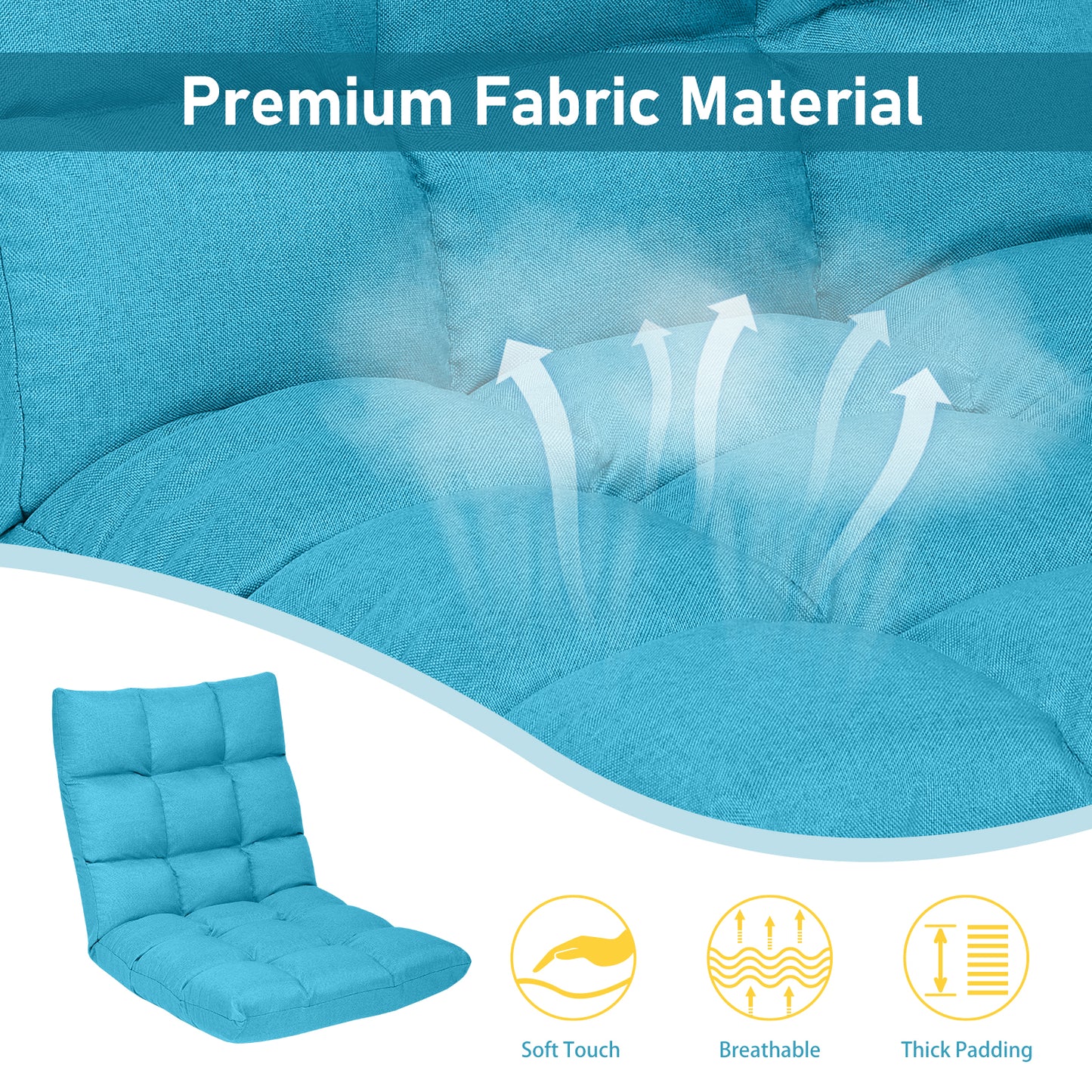 Adjustable Folding Gaming Sofa, Light Blue Floor Chairs at Gallery Canada