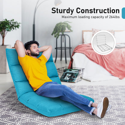 Adjustable Folding Gaming Sofa, Light Blue Floor Chairs at Gallery Canada