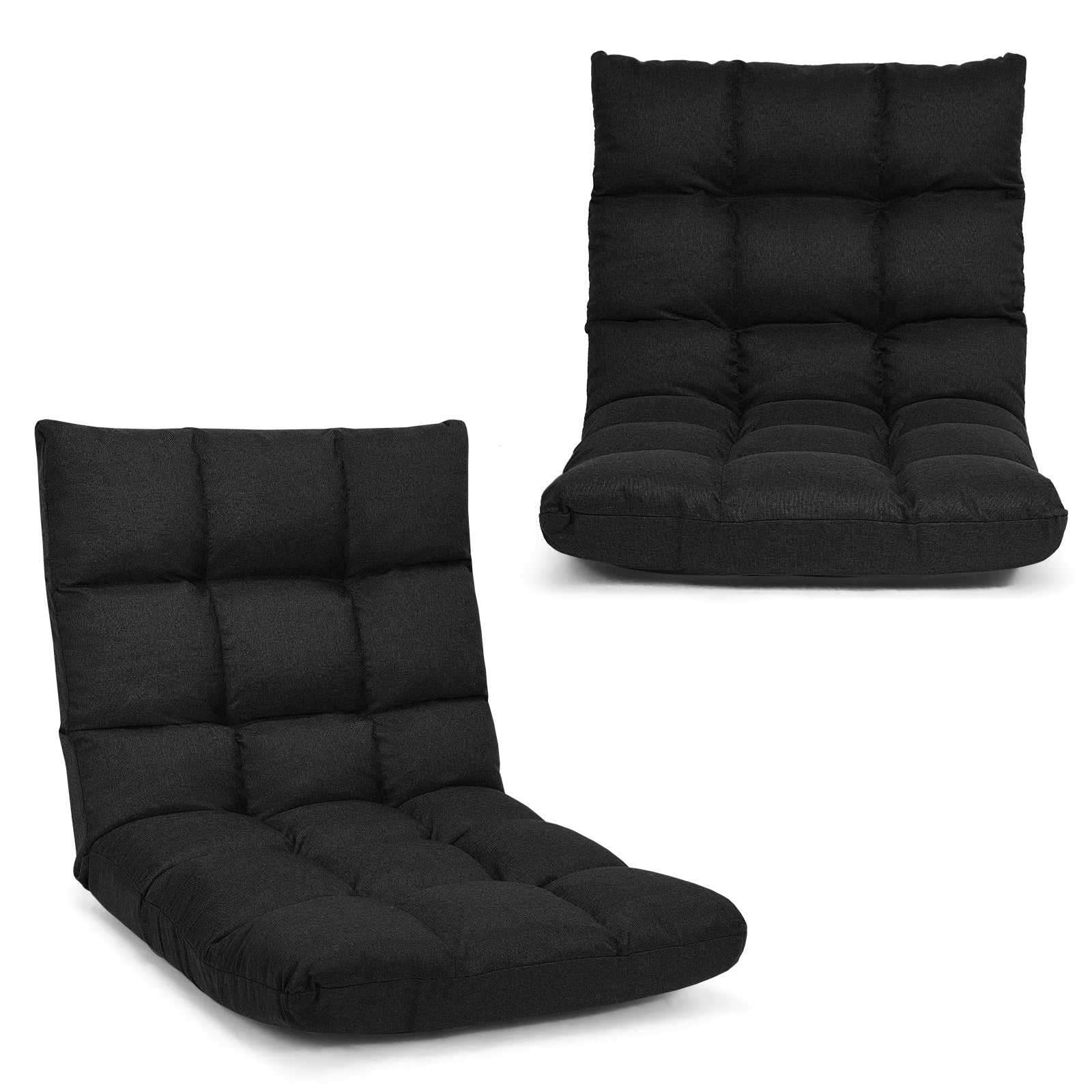 14-Position Adjustable Folding Gaming Sofa, Black Floor Chairs at Gallery Canada