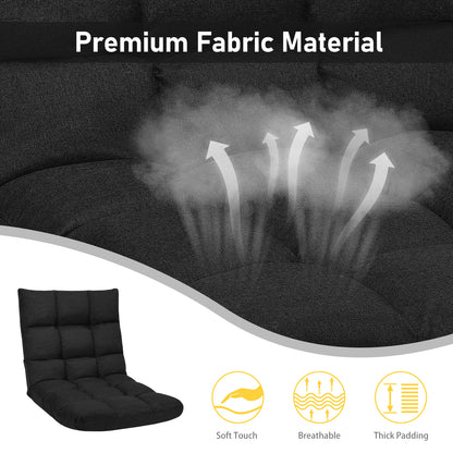 14-Position Adjustable Folding Gaming Sofa, Black Floor Chairs at Gallery Canada