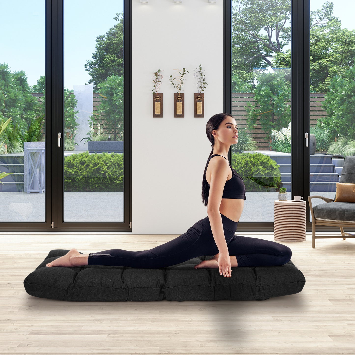 14-Position Adjustable Folding Gaming Sofa, Black Floor Chairs at Gallery Canada