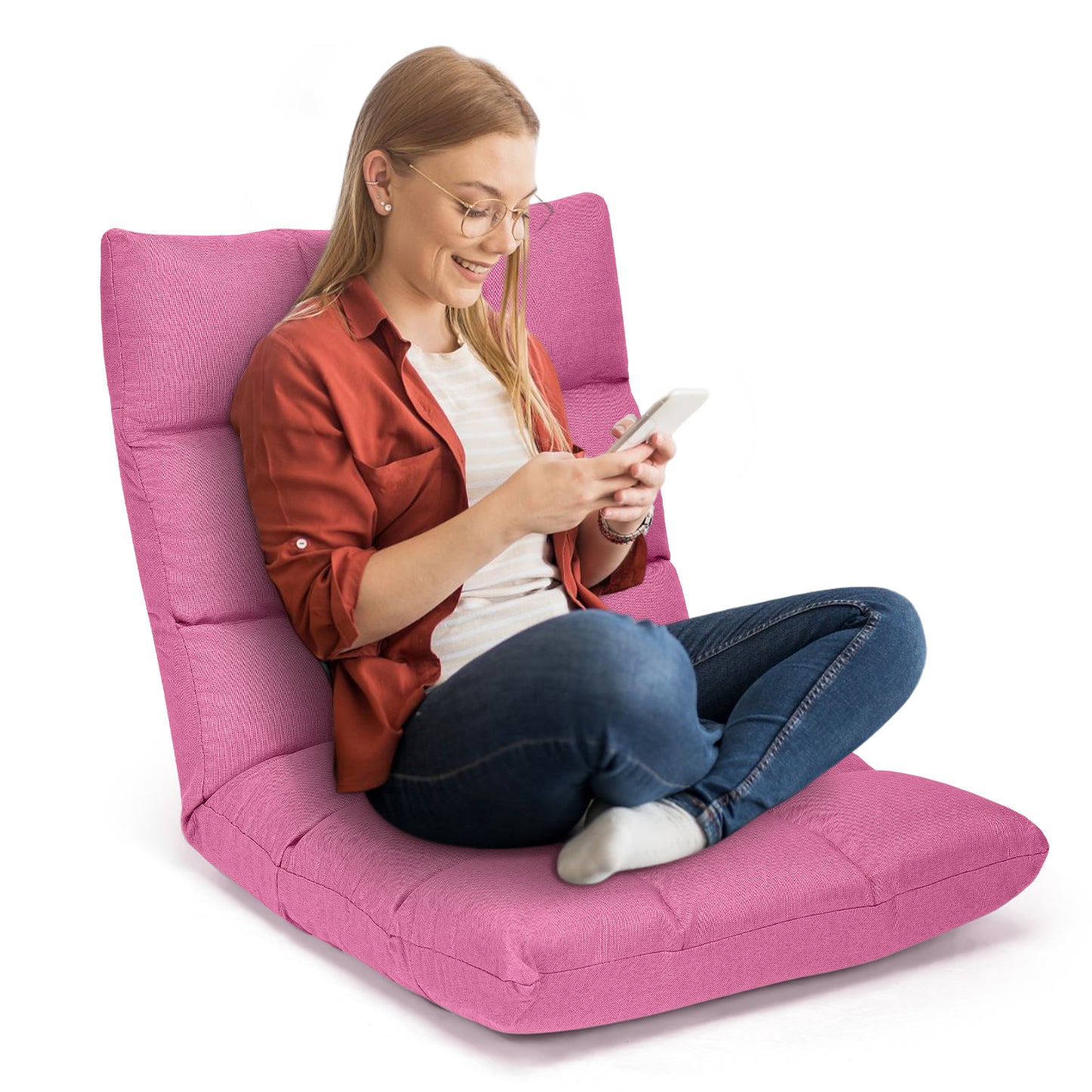 14-Position Adjustable Folding Gaming Sofa, Pink Floor Chairs at Gallery Canada