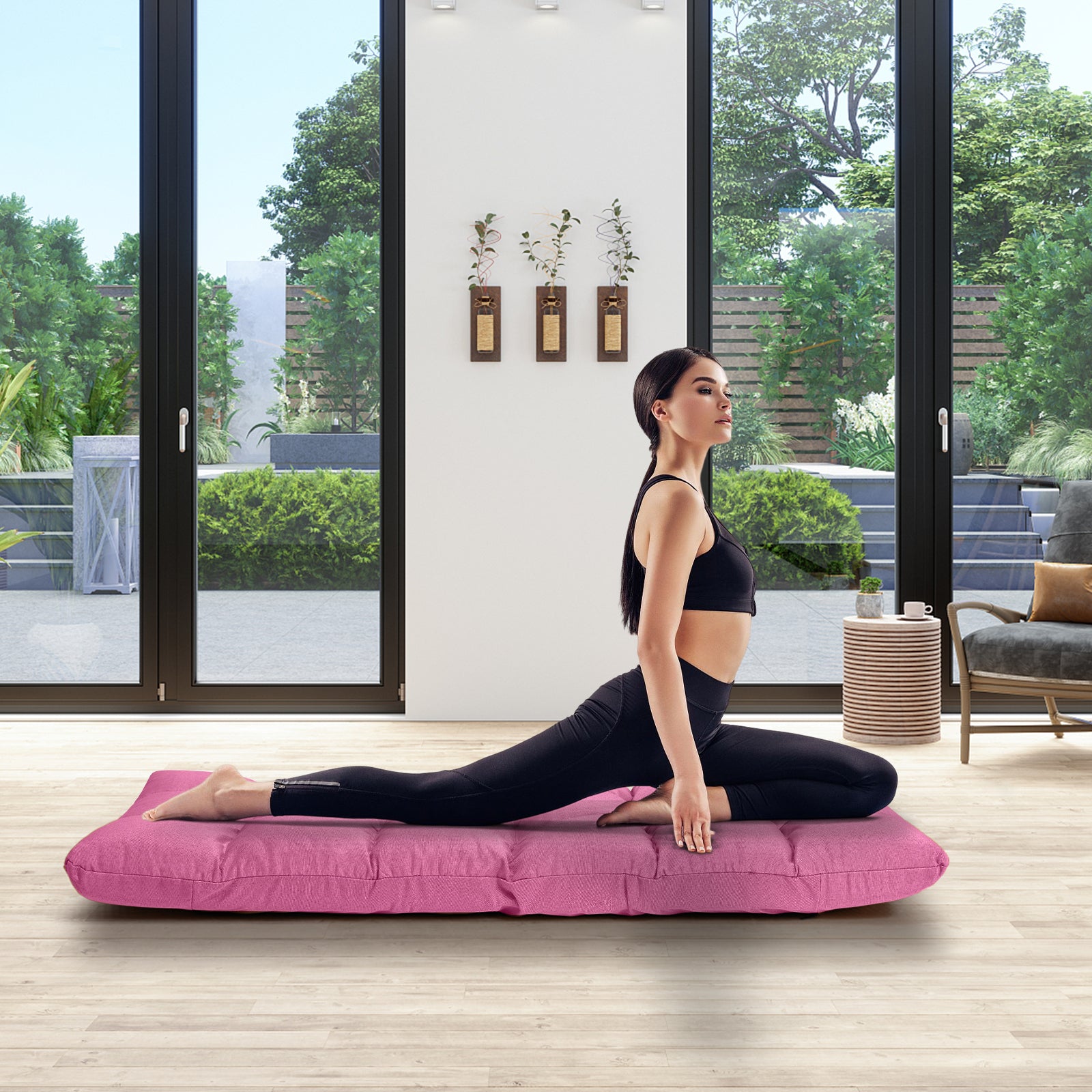 14-Position Adjustable Folding Gaming Sofa, Pink Floor Chairs at Gallery Canada