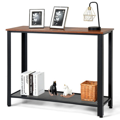 Metal Frame Wood Console Sofa Table with Storage Shelf, Black Console Tables at Gallery Canada