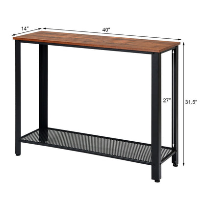 Metal Frame Wood Console Sofa Table with Storage Shelf, Black Console Tables at Gallery Canada