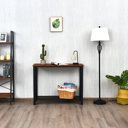 Metal Frame Wood Console Sofa Table with Storage Shelf, Black Console Tables at Gallery Canada