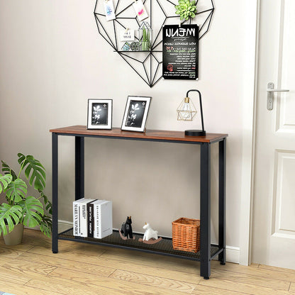 Metal Frame Wood Console Sofa Table with Storage Shelf, Black Console Tables at Gallery Canada