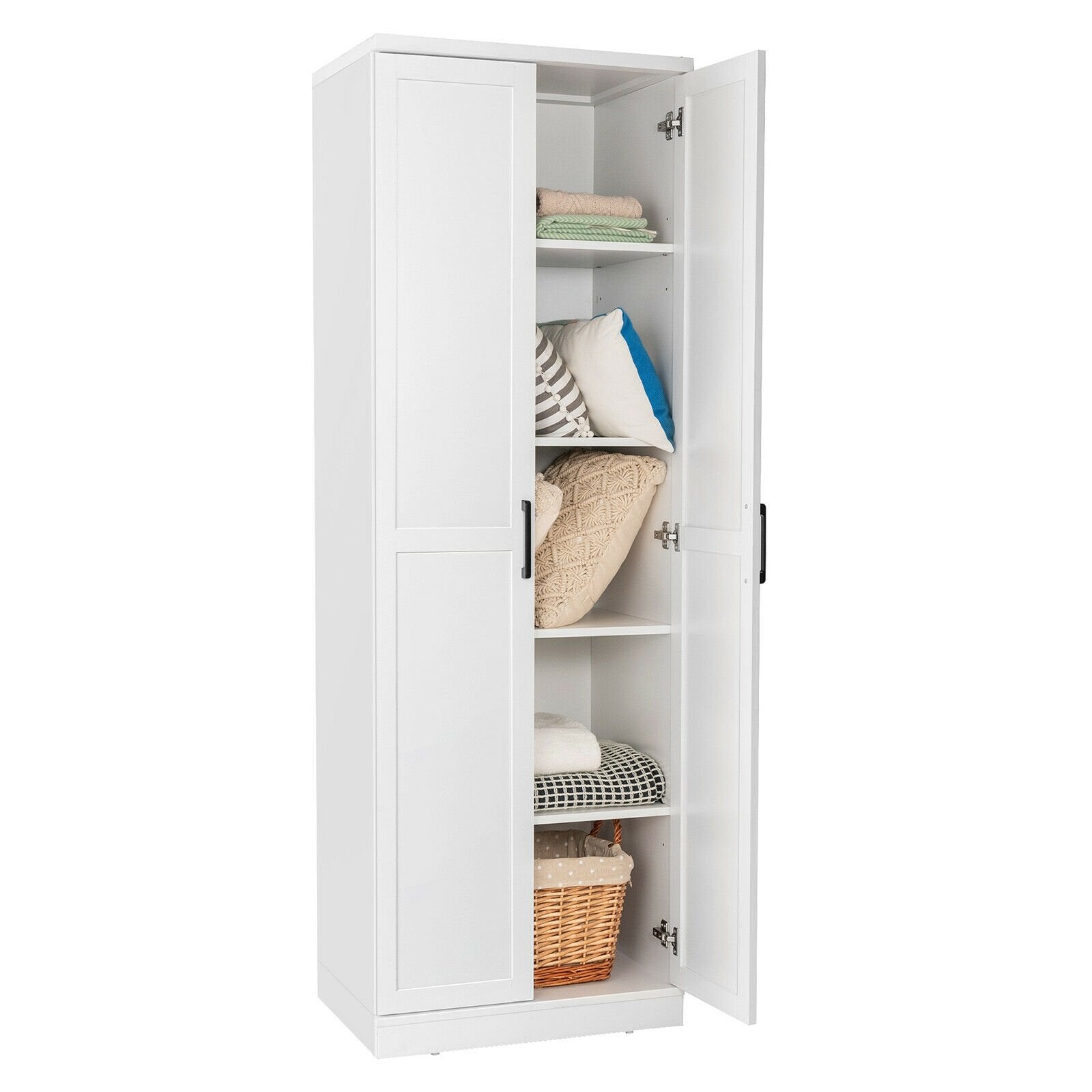 70 Inch Freestanding Storage Cabinet with 2 Doors and 5 Shelves, White - Gallery Canada