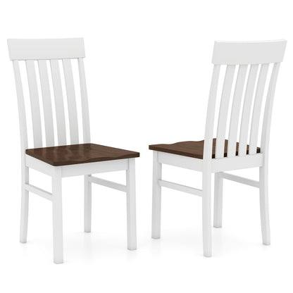 Set of 2 Kitchen Armless Dining Chairs with Slatted High Backrests, White Dining Chairs at Gallery Canada