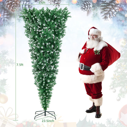 7.5 Feet Pre-Lit Snowy Upside Down Christmas Tree, 1100 Tips, Green Christmas Tree at Gallery Canada