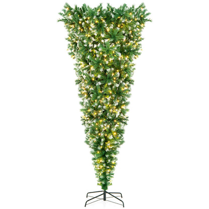 7.5 Feet Pre-Lit Snowy Upside Down Christmas Tree, 1100 Tips, Green Christmas Tree Green at Gallery Canada