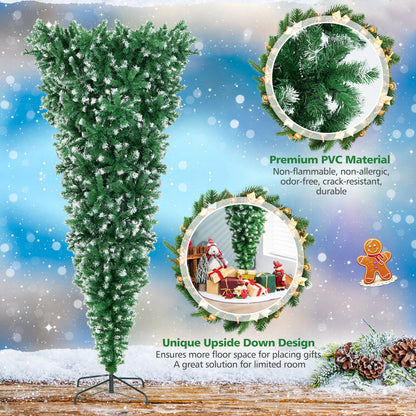 7.5 Feet Pre-Lit Snowy Upside Down Christmas Tree, 1100 Tips, Green Christmas Tree at Gallery Canada