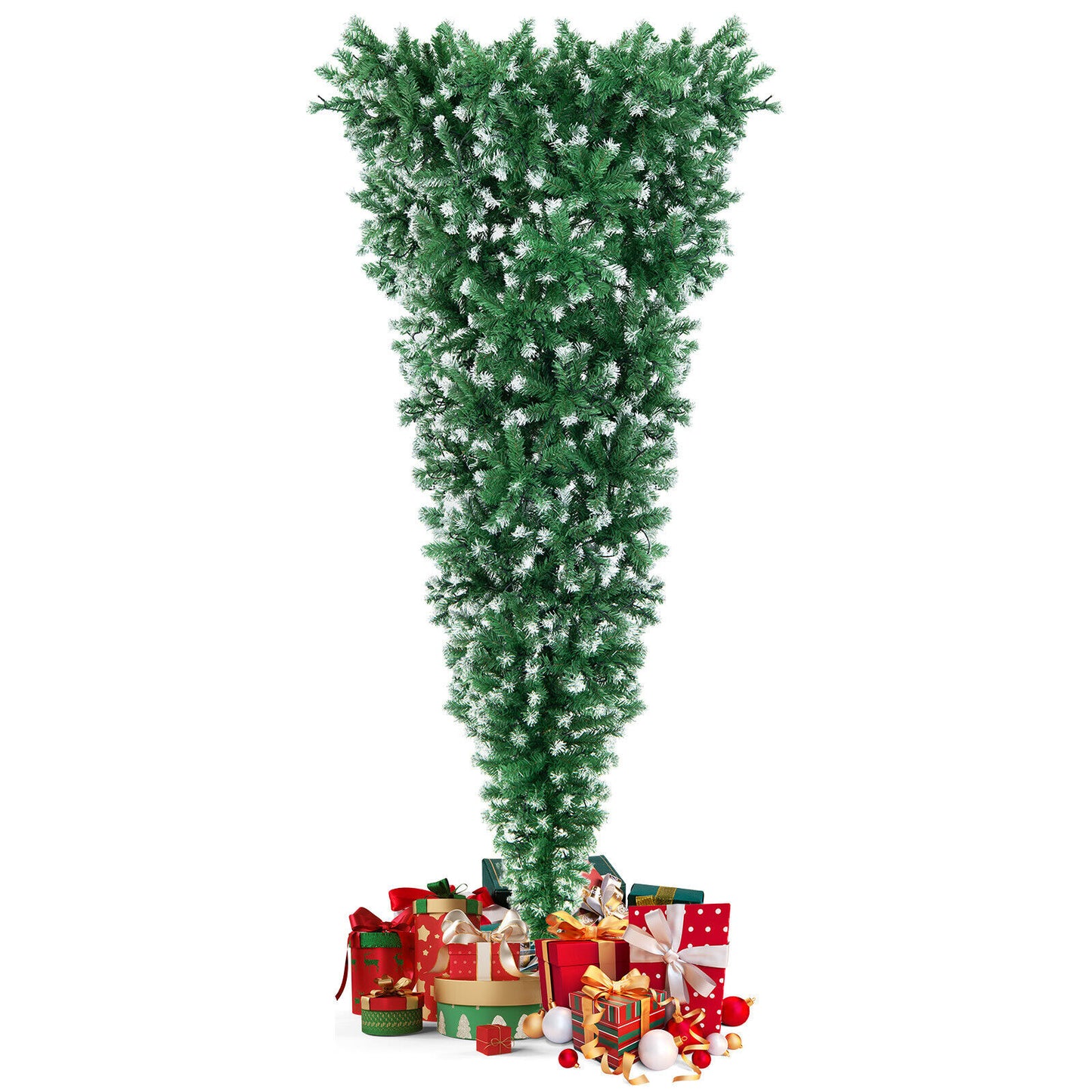 7.5 Feet Pre-Lit Snowy Upside Down Christmas Tree, 1100 Tips, Green Christmas Tree at Gallery Canada