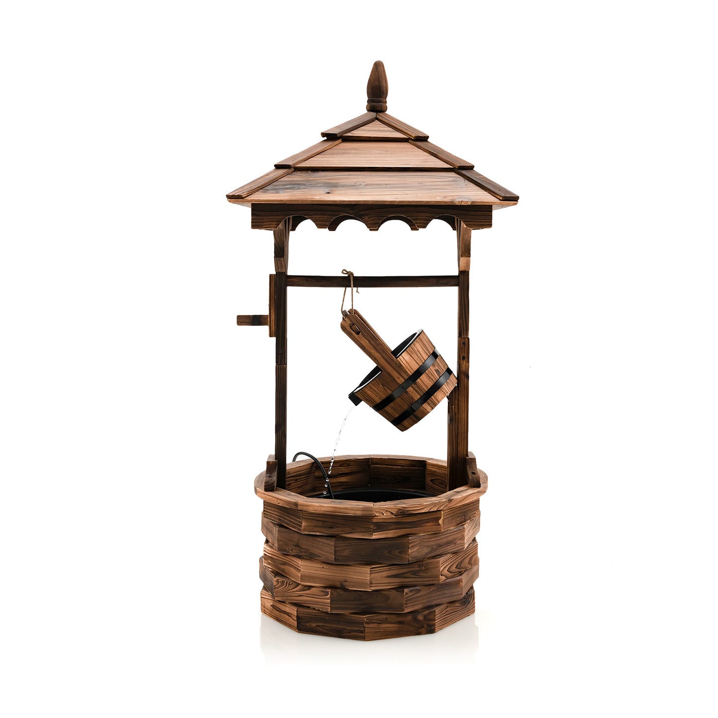 Patio Wooden Water Fountain With Electric Pump, Brown Outdoor Decor at Gallery Canada