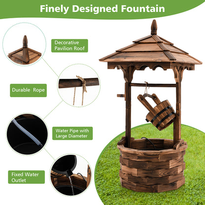 Patio Wooden Water Fountain with Electric Pump, Brown Outdoor Decor at Gallery Canada