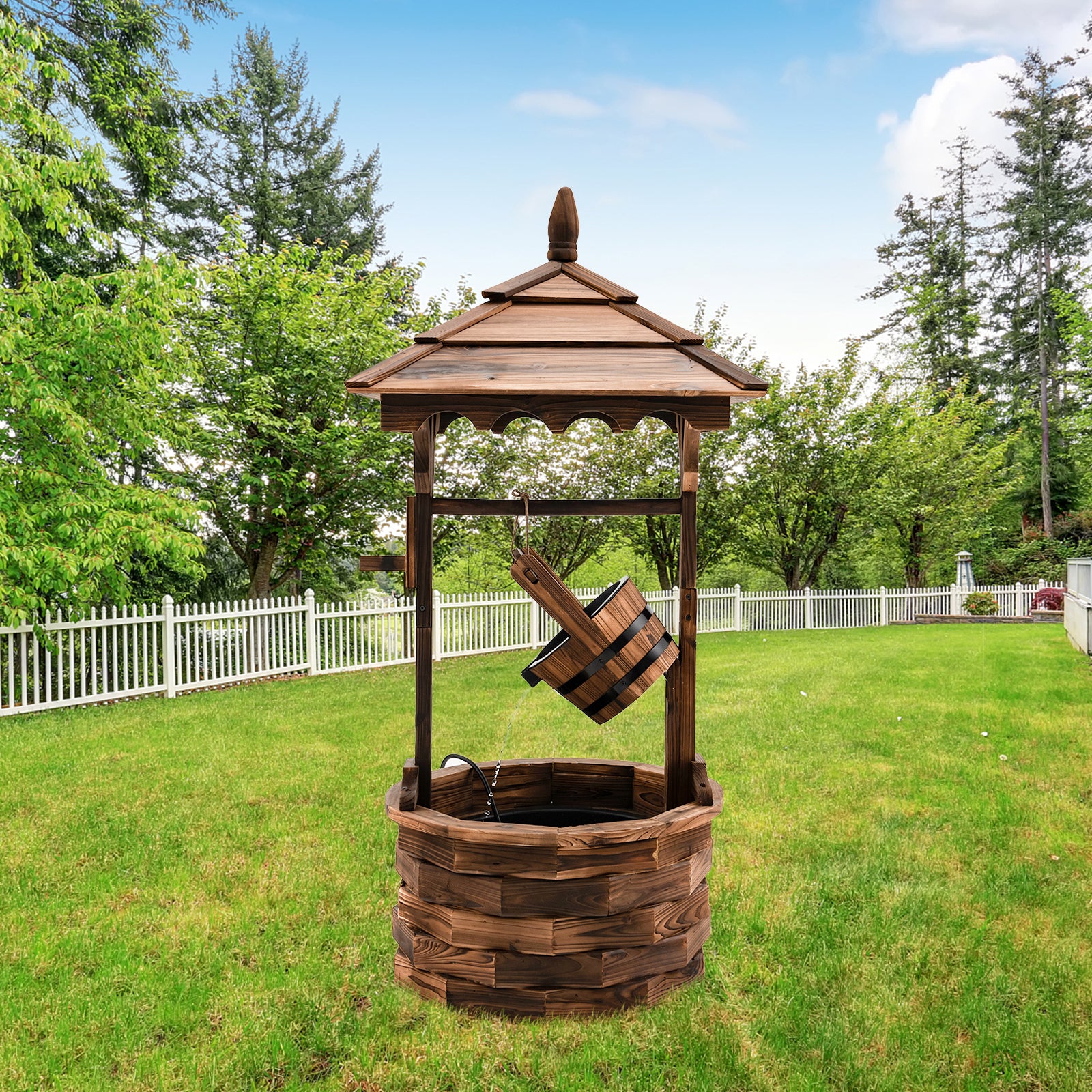 Patio Wooden Water Fountain with Electric Pump, Brown Outdoor Decor at Gallery Canada