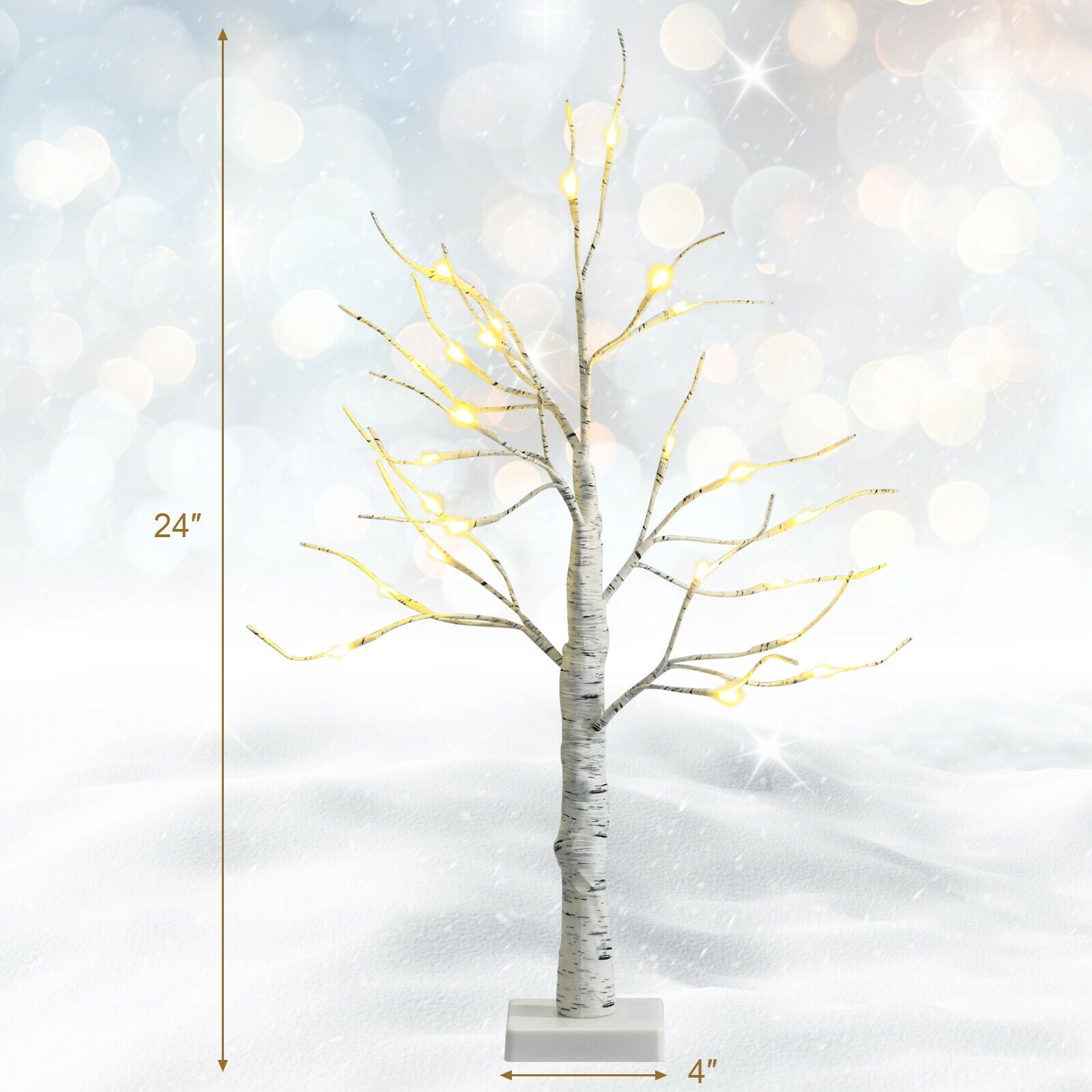 2 Feet Pre-Lit Twig Birch Tree, Battery Powered, White Christmas Tree at Gallery Canada