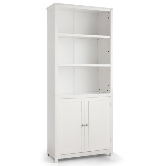 Bookcase Shelving Storage Wooden Cabinet Unit Standing Display Bookcase with Doors, White
