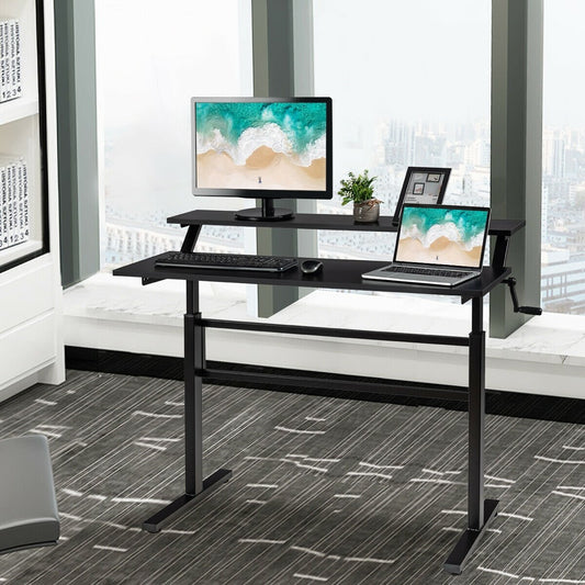 Standing Desk Crank Adjustable Sit to Stand Workstation, Black - Gallery Canada