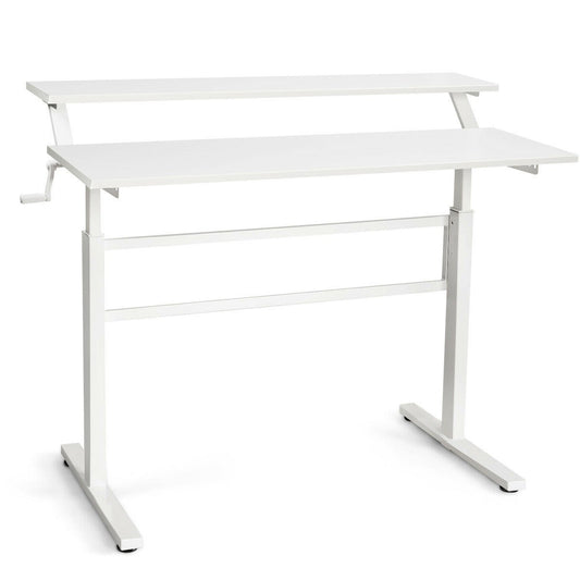 Standing Desk Crank Adjustable Sit to Stand Workstation, White - Gallery Canada