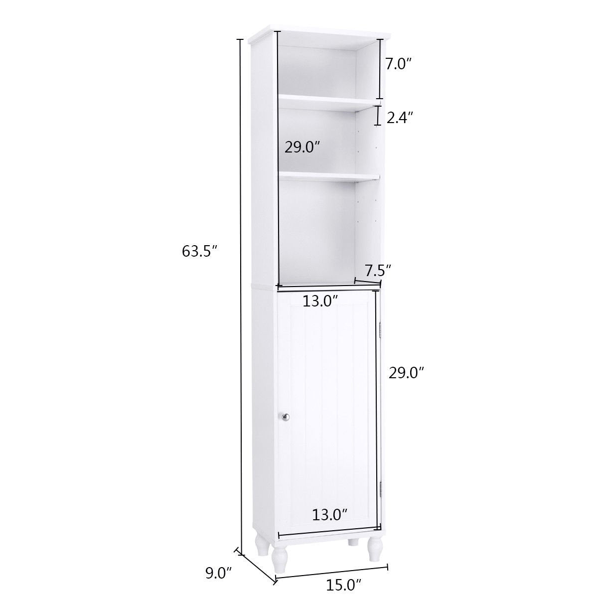 Bathroom Tower Storage Shelving Display Cabinet, White - Gallery Canada