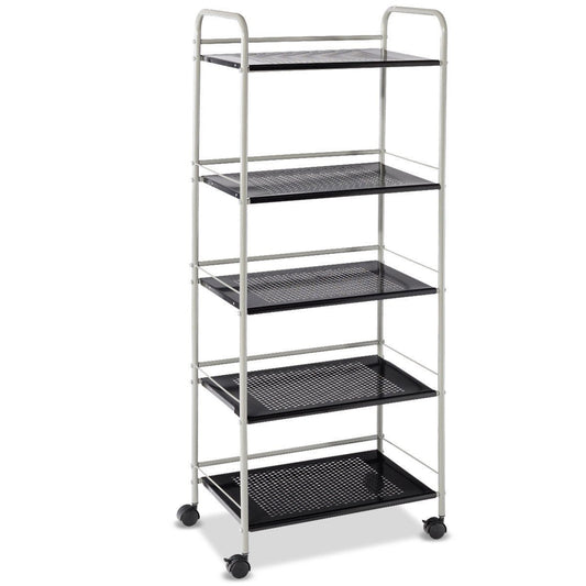 5-Tier Kitchen Rolling Utility Microwave Rack Cart with Lockable Casters, Black - Gallery Canada