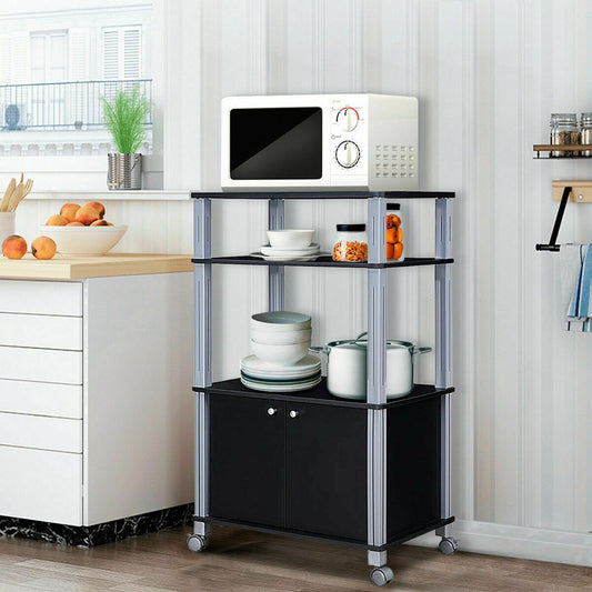 Microwave Rack Stand Rolling Storage Cart, Black Baker's Racks Black at Gallery Canada