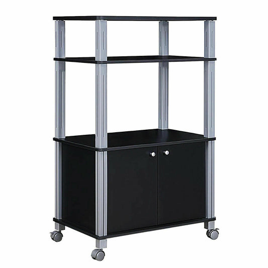 Microwave Rack Stand Rolling Storage Cart, Black Baker's Racks Black at Gallery Canada